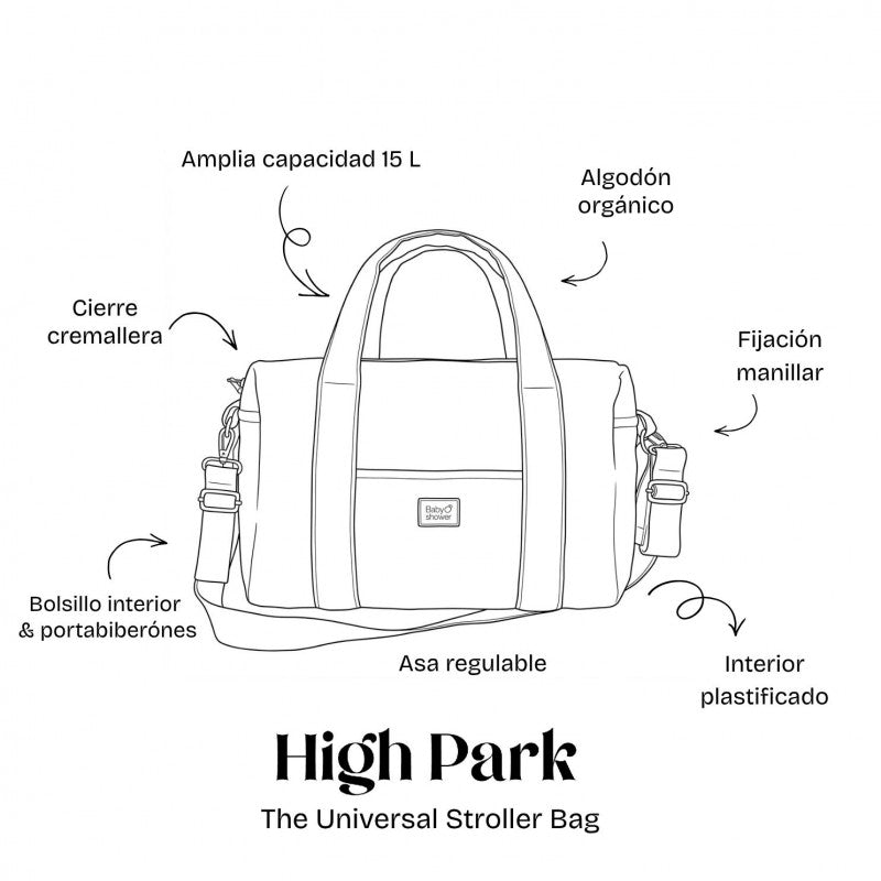 Babyshower Buggytas High Park Neop Moka, vooraanzicht op witte achtergrond