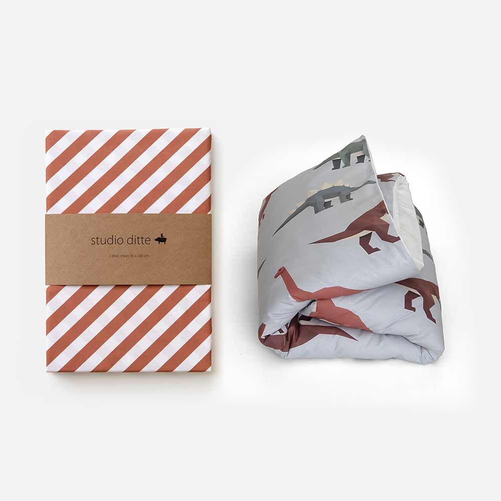 * Studio Ditte Hoeslaken Junior 70x150cm | Stripes Rust Brown