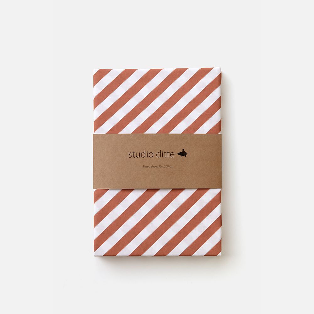 * Studio Ditte Hoeslaken Junior 70x150cm | Stripes Rust Brown