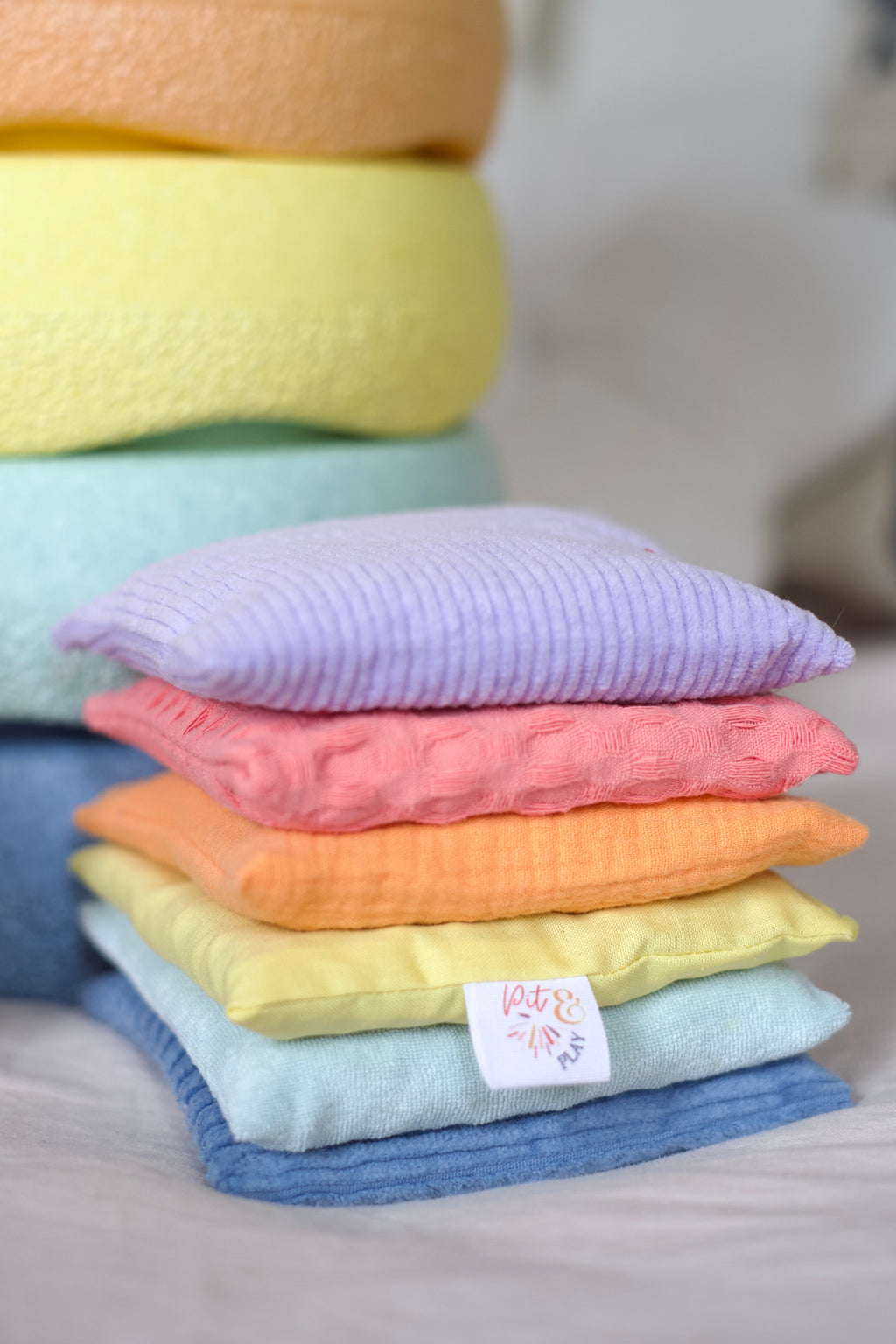 Pit & Play Regenboog Pittenzakjes Set 6 | Stapelstein Pastel