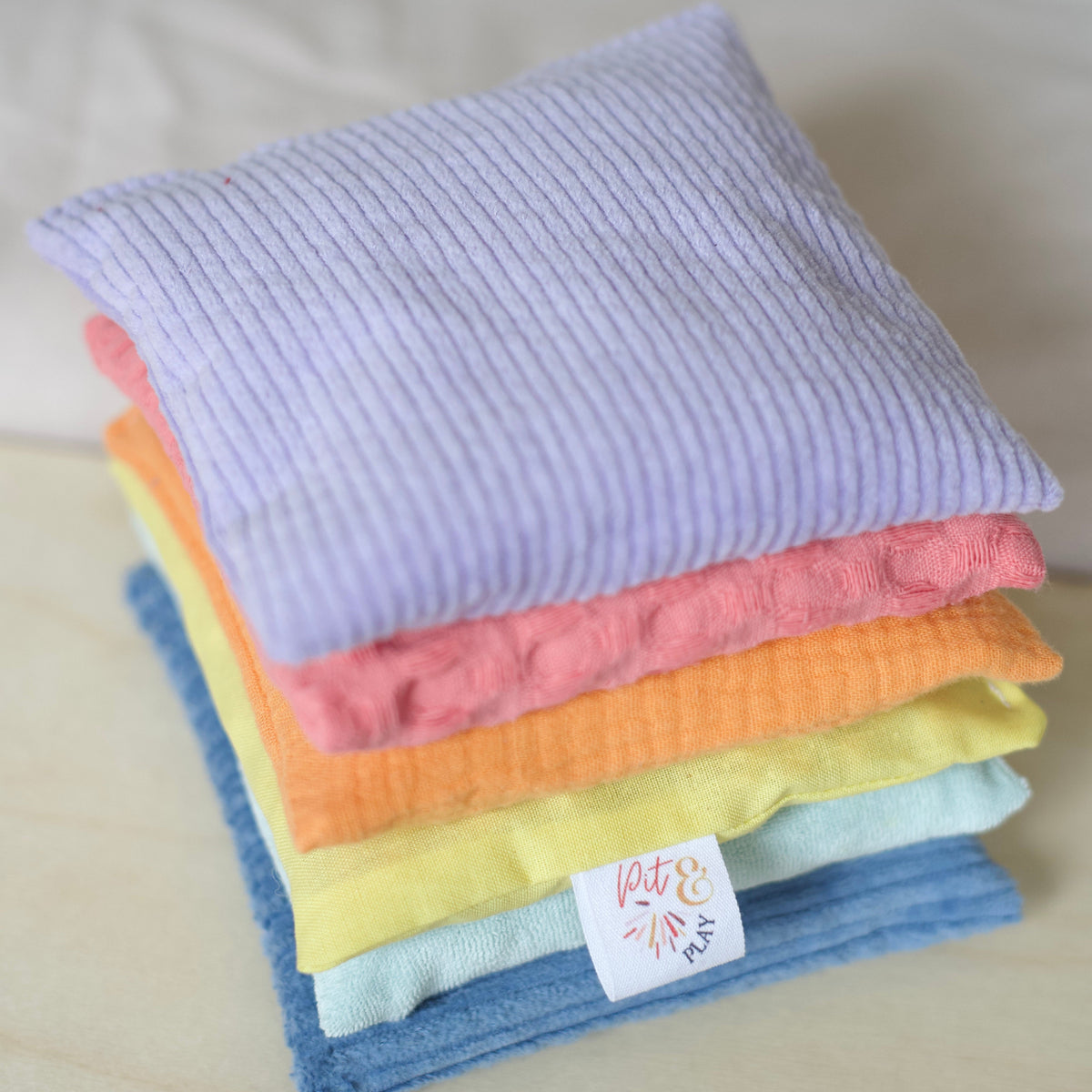 Pit & Play Pittenzakjes Set 6 Pastel met gratis speeldoek