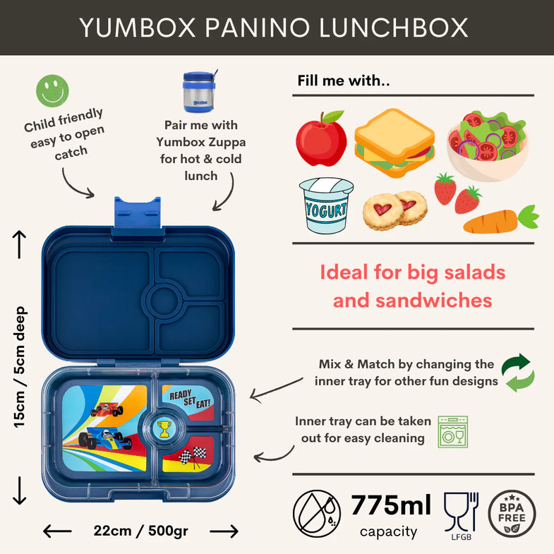 Yumbox Panino 4 vakken Lekvrije Lunchbox | Monte Carlo Blue