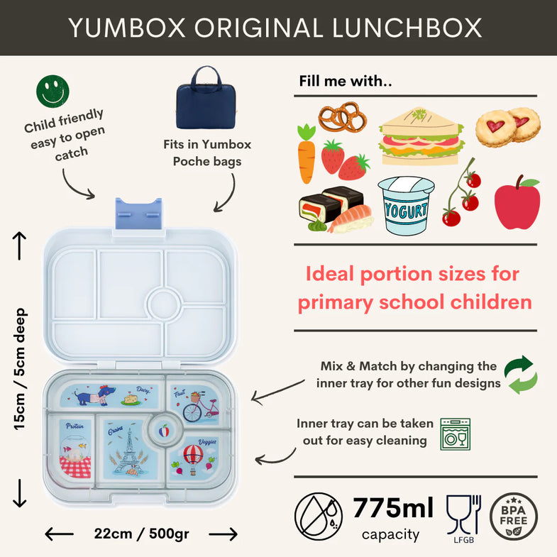 Yumbox Original 6 Vakken Lekvrije Lunchbox | Hazy Gray