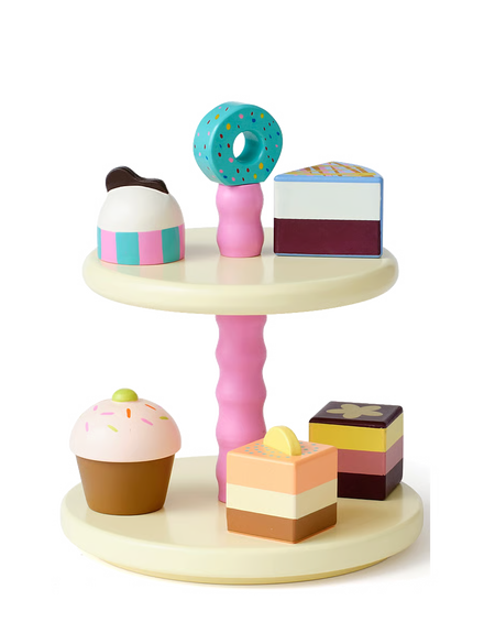 Kid's Concept houten cake houder met 5 gebakjes