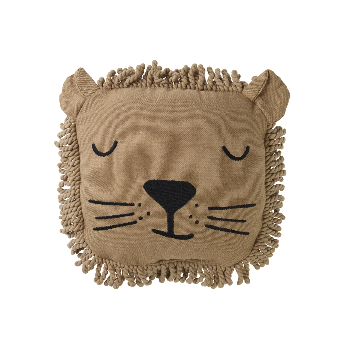 * Nobodinoz Lion Face Embroidery Kussen 34x34cm | Sesame