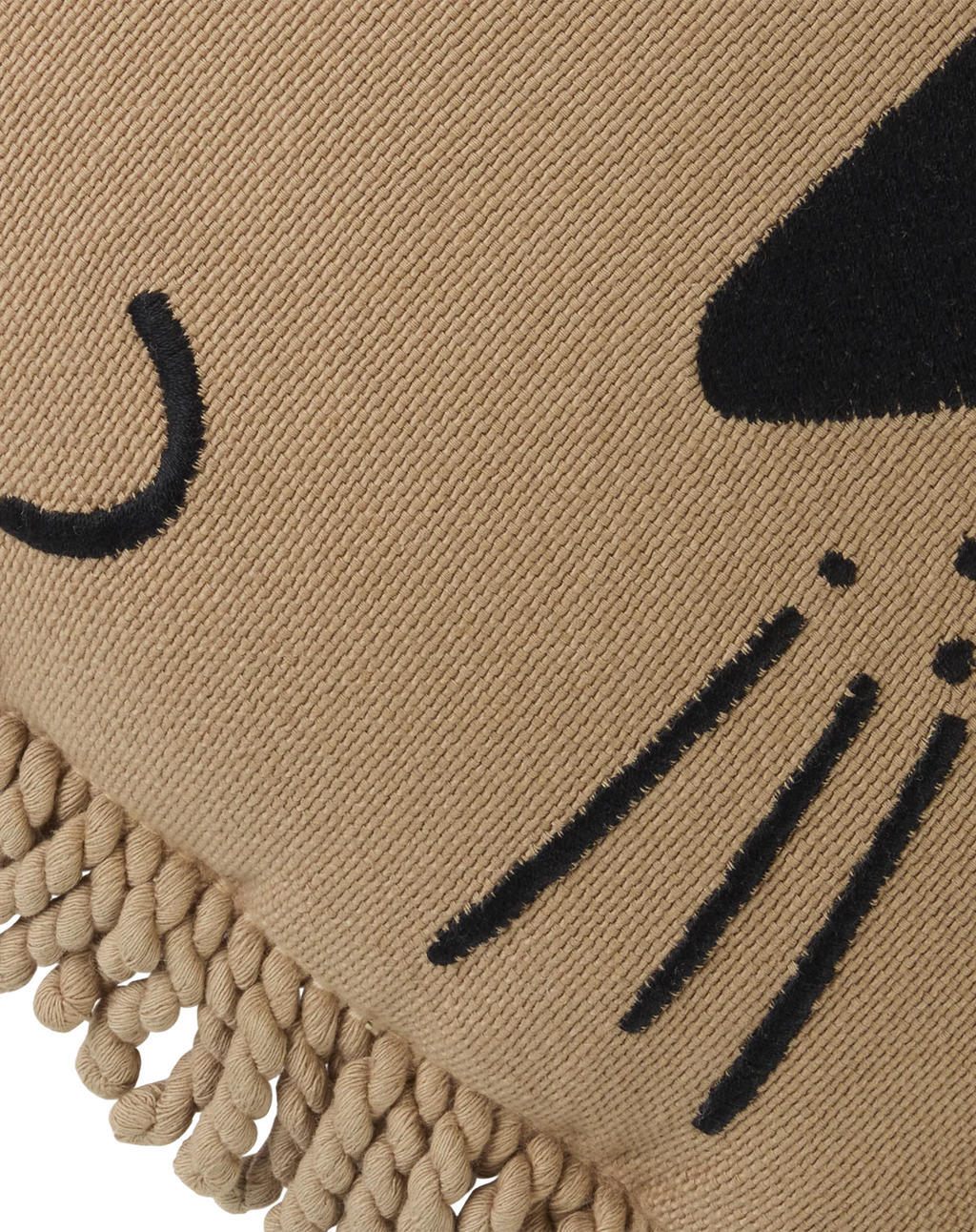 * Nobodinoz Lion Face Embroidery Kussen 34x34cm | Sesame