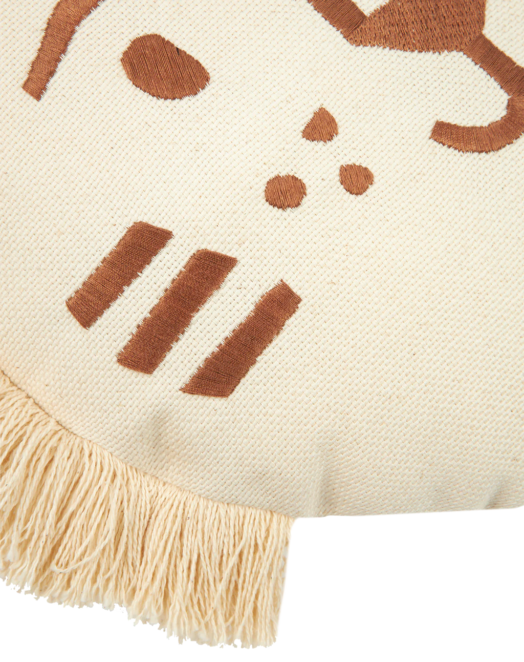 * Nobodinoz Tiger Face Embroidery Kussen 35x30cm | Brown/ Natural*