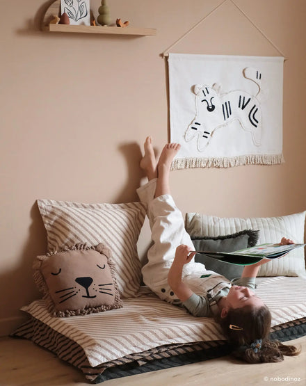 *  Nobodinoz Landscape Wafel Vloermatras 60x120x4cm | Stripes Natural