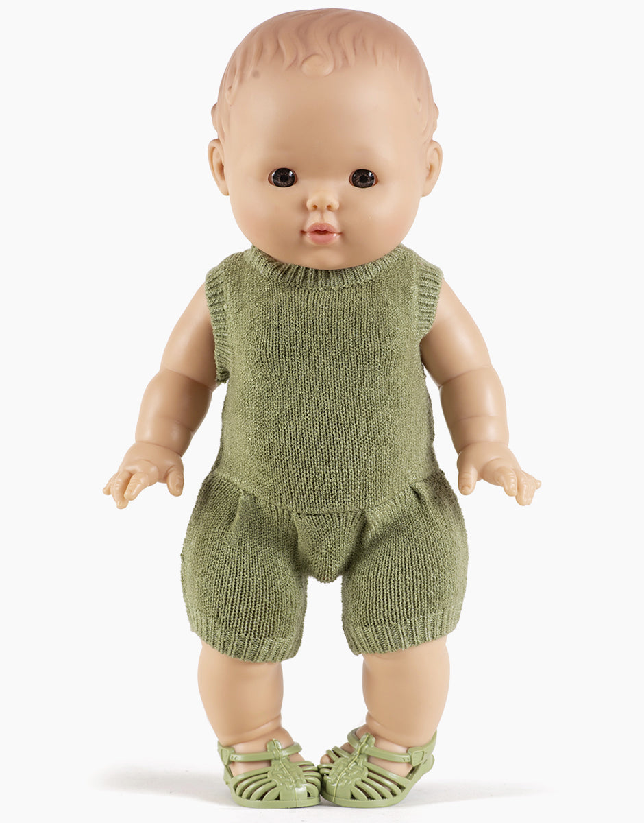 Minikane Poppenkleertjes Orlando Knitted Romper | Vert Sauge