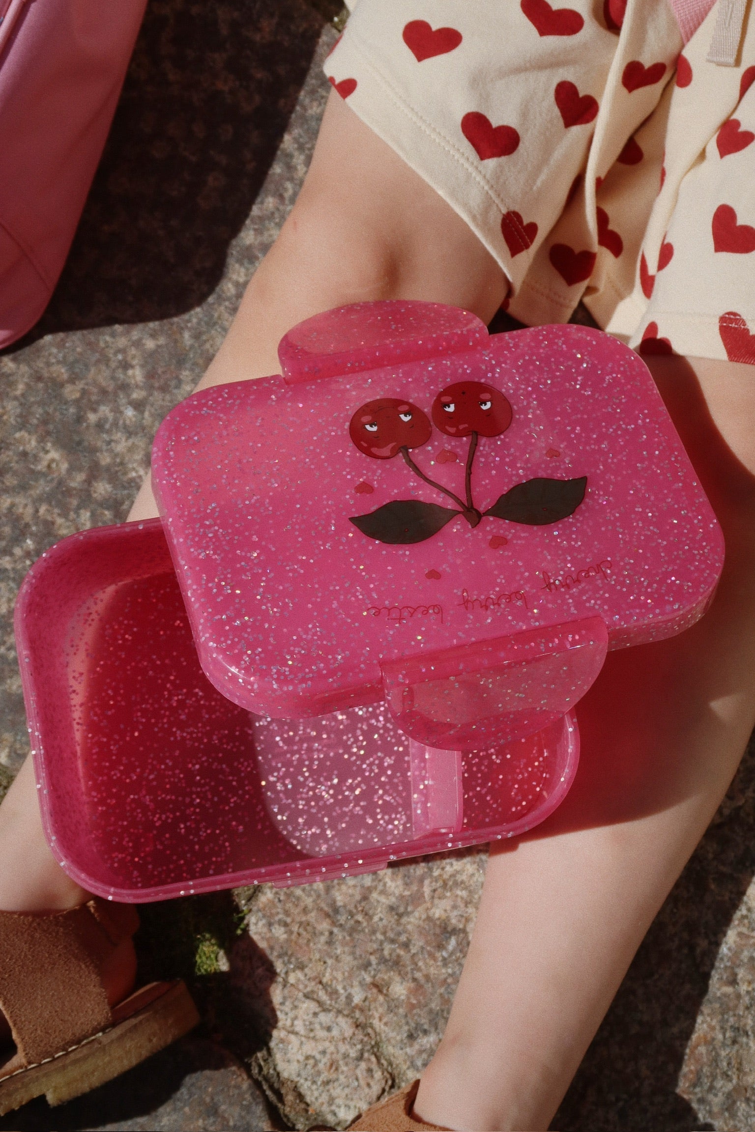 Konges Sløjd Lunch Box Met Vakjes | Cherry Glitter