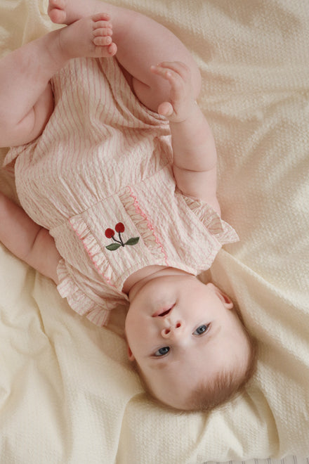 Konges Sløjd Ellie Frill Romper | Peony Stripe