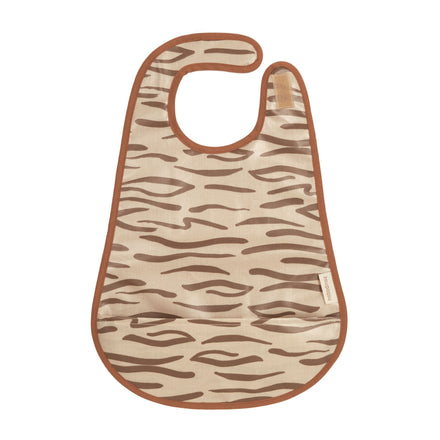 * Nobodinoz Waterproof Bib 30x43cm | Brown waves