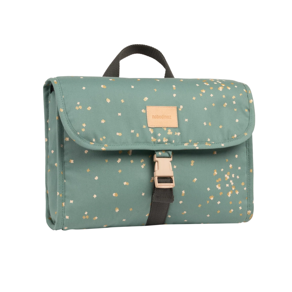 * Nobodinoz Get Ready Waterproof Pre School Bag 32.5x29x10cm | Gold Confetti Magic Green