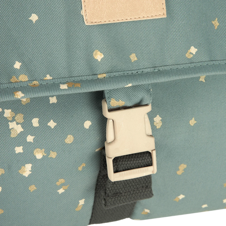 * Nobodinoz Get Ready Waterproof Pre School Bag 32.5x29x10cm | Gold Confetti Magic Green