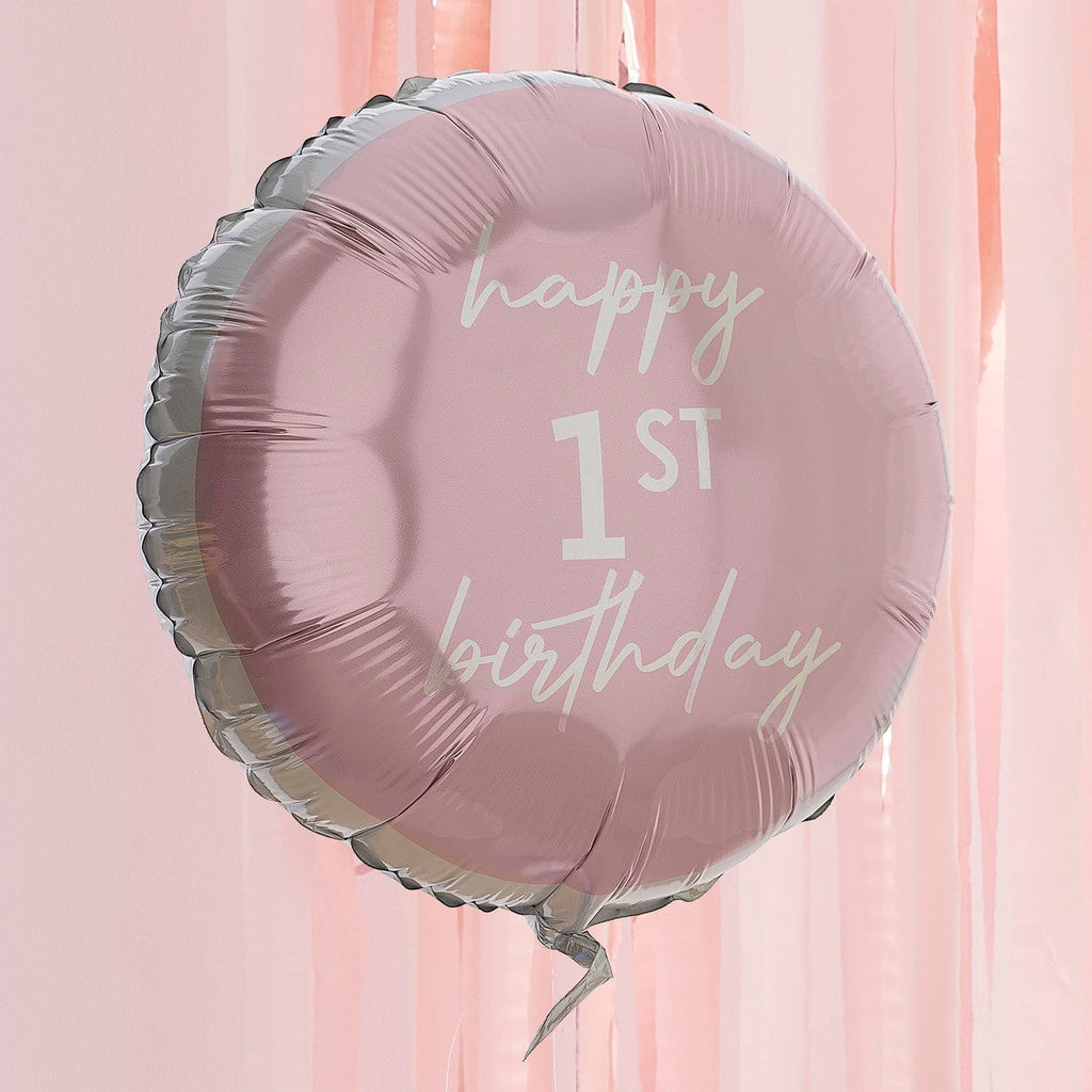 Ginger Ray 'Happy 1st Birthday' Roze Folie Ballon | 43 cm