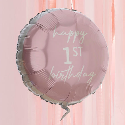 Ginger Ray 'Happy 1st Birthday' Roze Folie Ballon | 43 cm