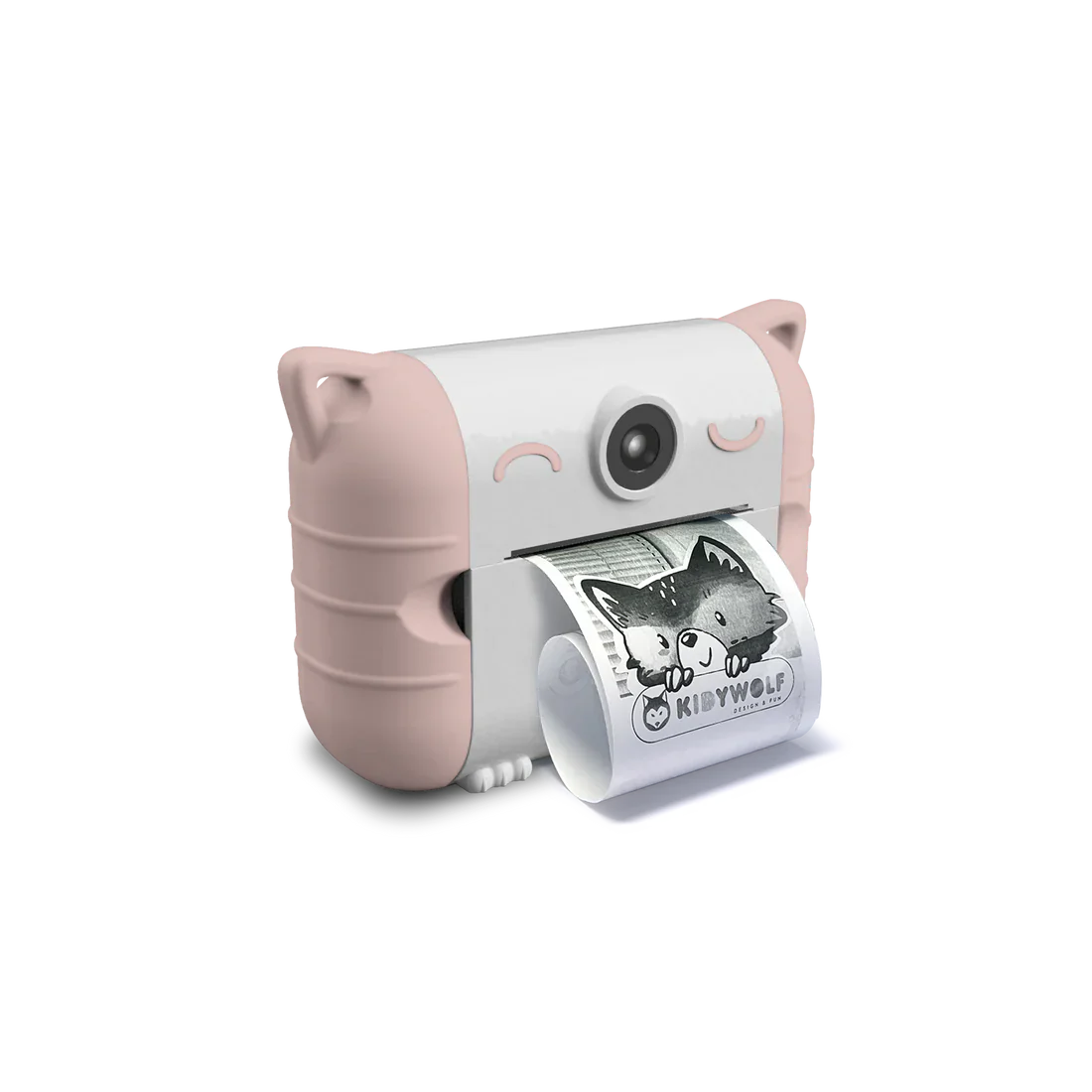 Kidywolf Kidyprint kindercamera met printer in peach - vooraanzicht
