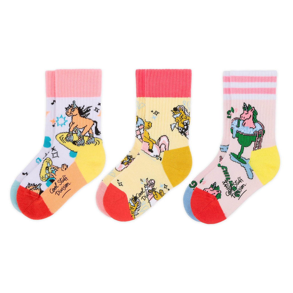 Hello Hossy kousen Unicorn, drie kousen met paardjes los