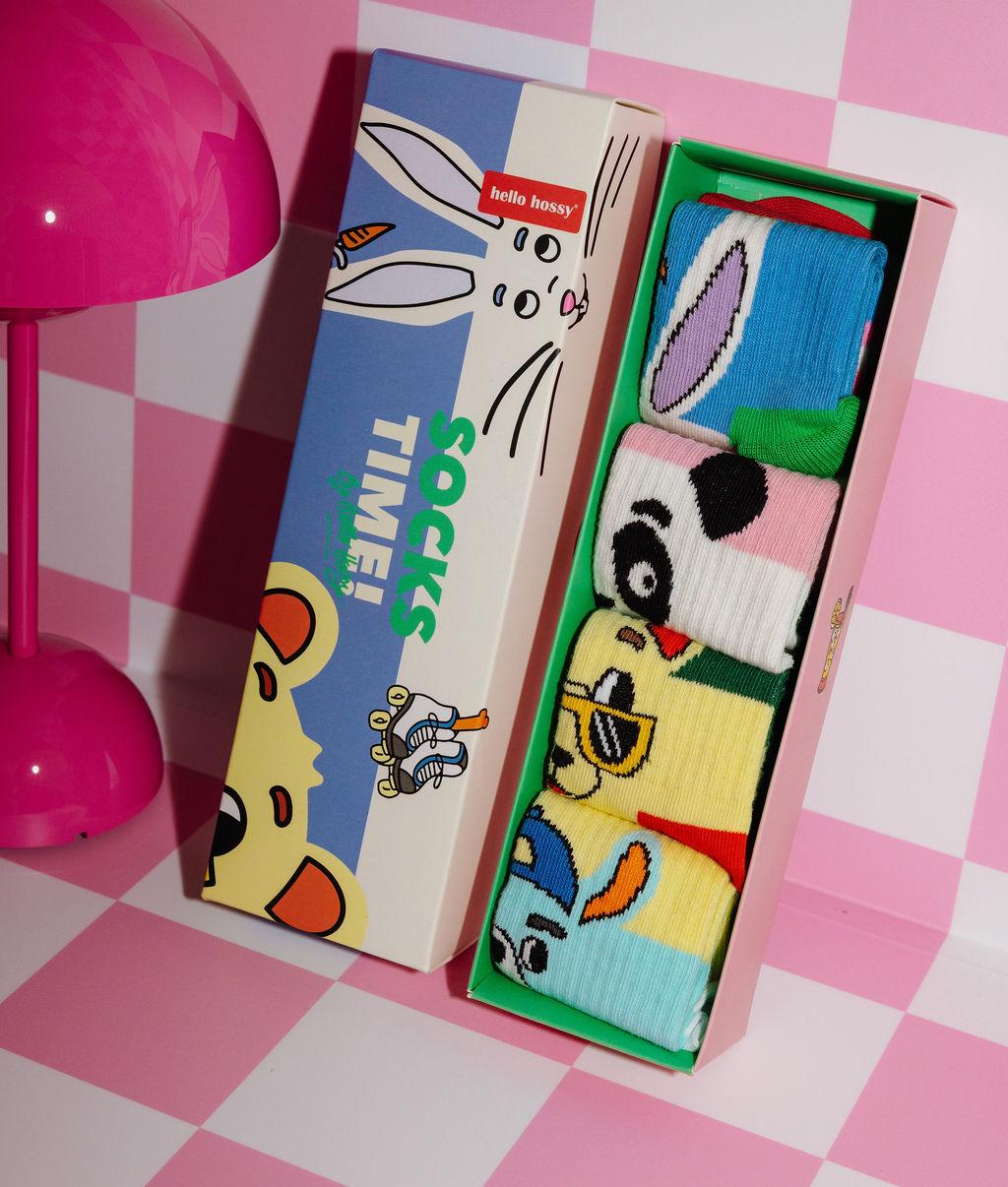 Hello Hossy kousen Mascots, geschenkdoos met vier paar kousen