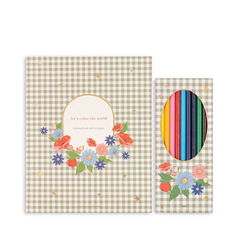 Konges Sløjd Coloring Book And Color Penci Fsc | Green Tea Check