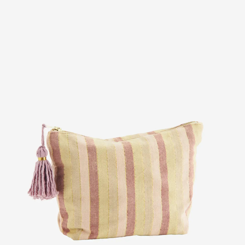 Madam Stoltz Quilted Velvet Toilettas | Striped