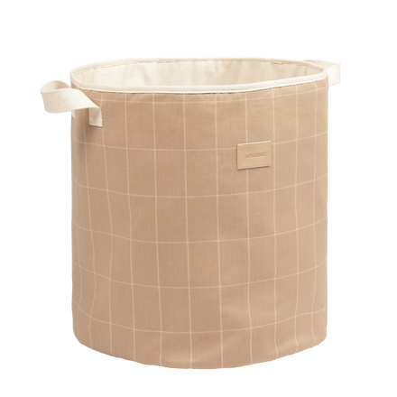 *  Nobodinoz Opbergmand Toybag 41x37x37cm | Taupe Grid