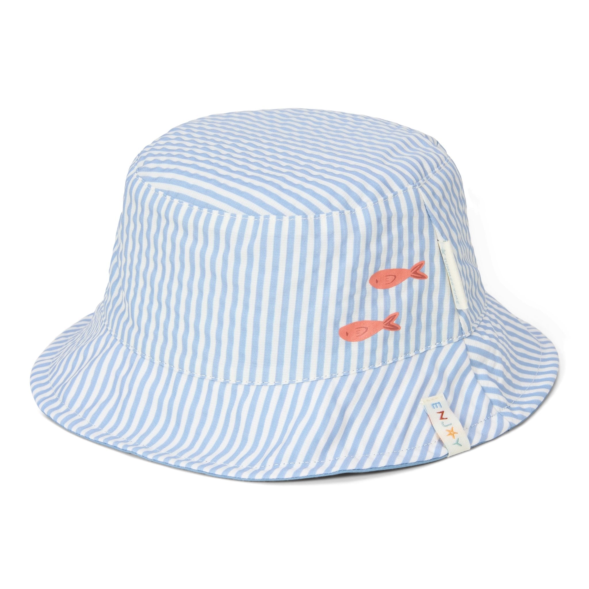 * Little Dutch UV Bucket Hat Omkeerbaar Stripes Ocean Blue