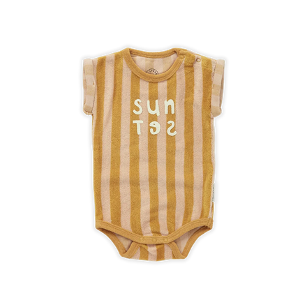 Sproet & Sprout Romper | Terry Stripe Sunset*