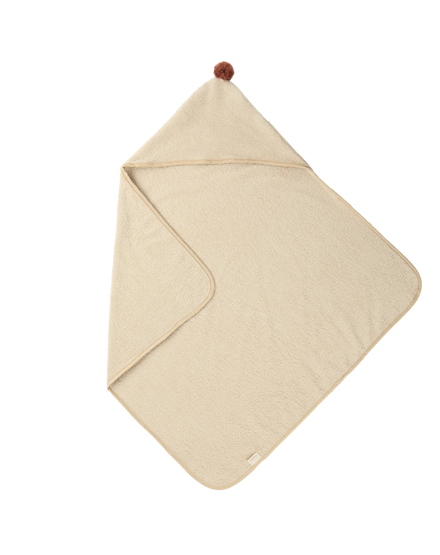 * Nobodinoz So Cute Badcape Met Pompom Organisch Katoen | Almond