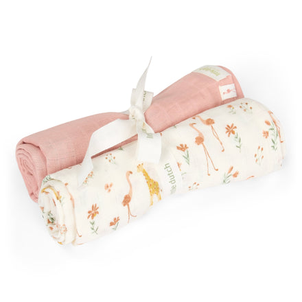 Little Dutch Swaddle Set 2-pack Blooming Safari, Roze
