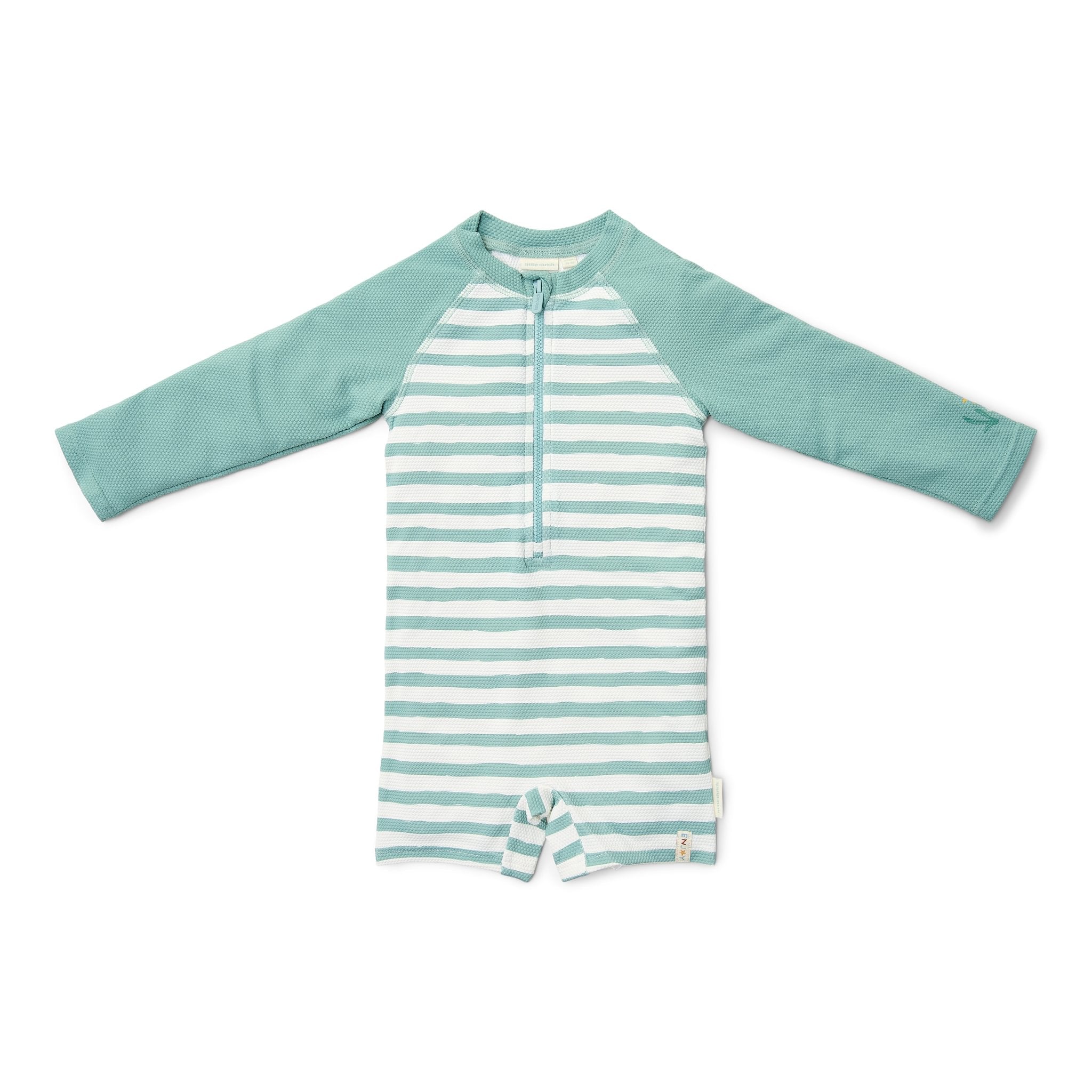 * Little Dutch UV Zwempak Lange Mouwen Stripes Surf Blue