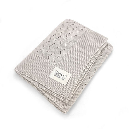 Babyshower Wiegdeken Tricot Classic Beige, detail van het gebreide patroon