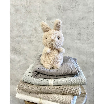 Babyshower Wiegdeken Tricot Classic Beige, opgevouwen