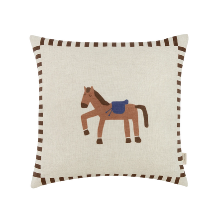 Nobodinoz Portofino Waterproof Kussen 40x40cm | Charcoal Stripes Horse