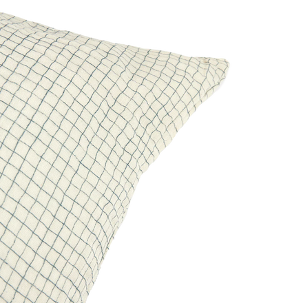 * Nobodinoz Wabi Sabi Kussensloop 60x60cm | Blue Grid*