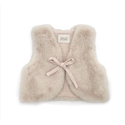Babyshower Babyvestje Warmy Plushy Creme, vooraanzicht op witte achtergrond