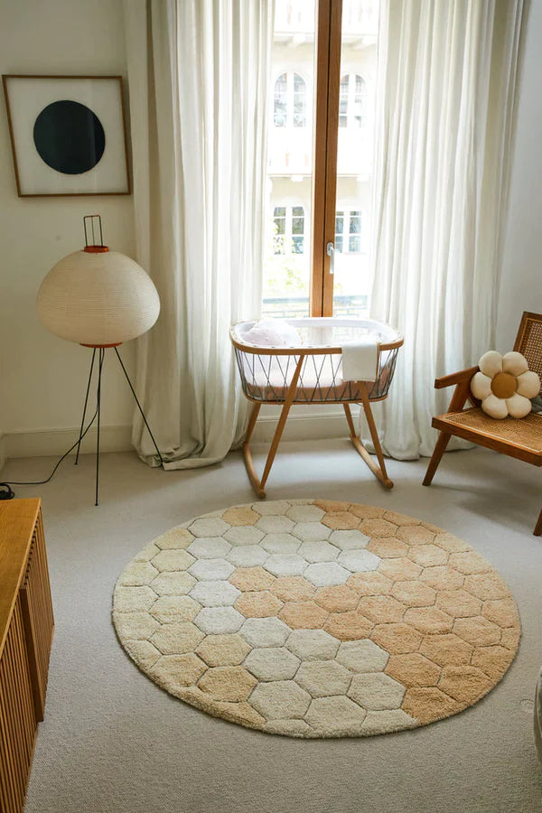 Lorena Canals Machinewasbaar Tapijt Rug Rond Ø140cm | Honeycomb Golden