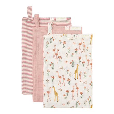 Little Dutch Washandjes Set Blooming Safari, Roze
