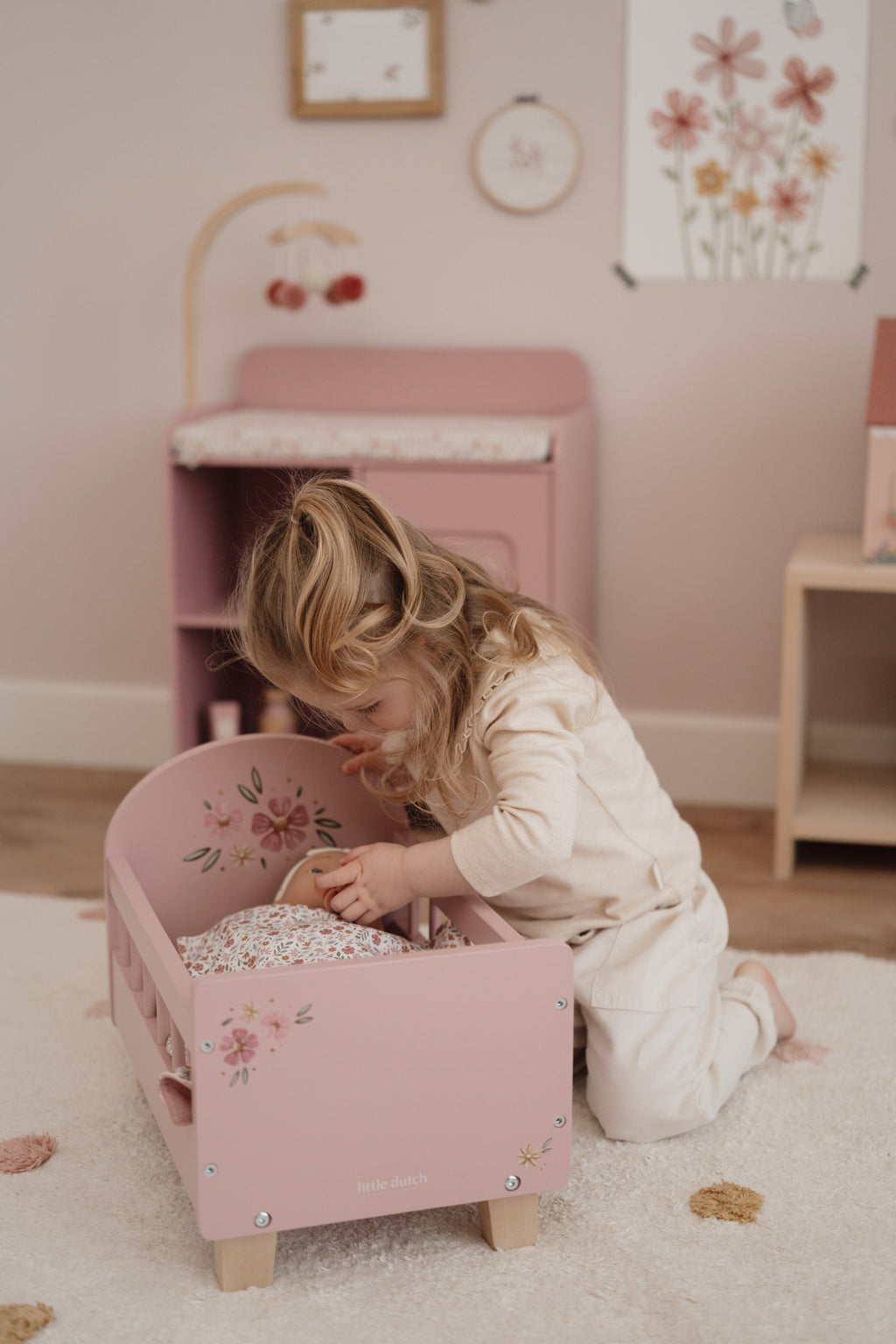 Little Dutch Houten Poppenbed | Roze