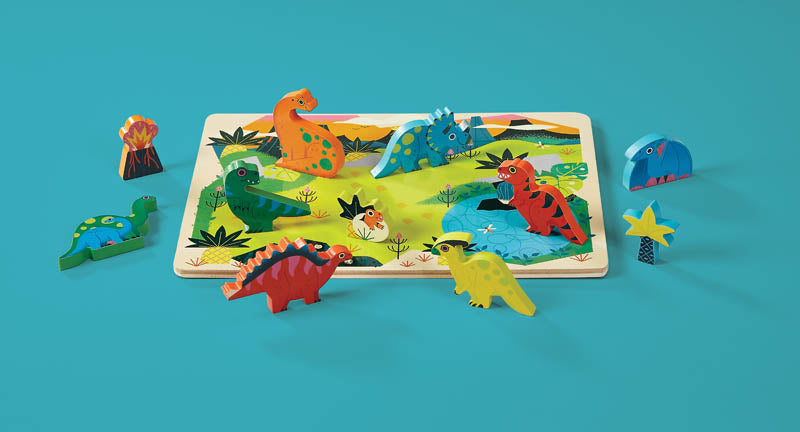 Crocodile Creek Houten Inlegpuzzel 16st | Dinosaurs