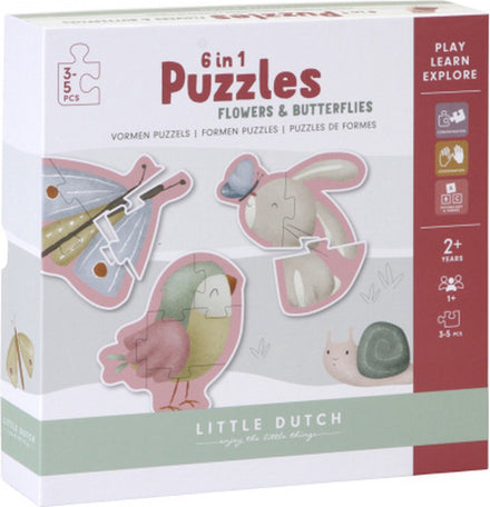 ZZZ Little Dutch 6-in-1 puzzel Flowers & Butterflies