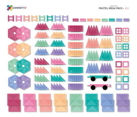 Connetix Tiles Pastel Mega Pack EU I 202 Stuks