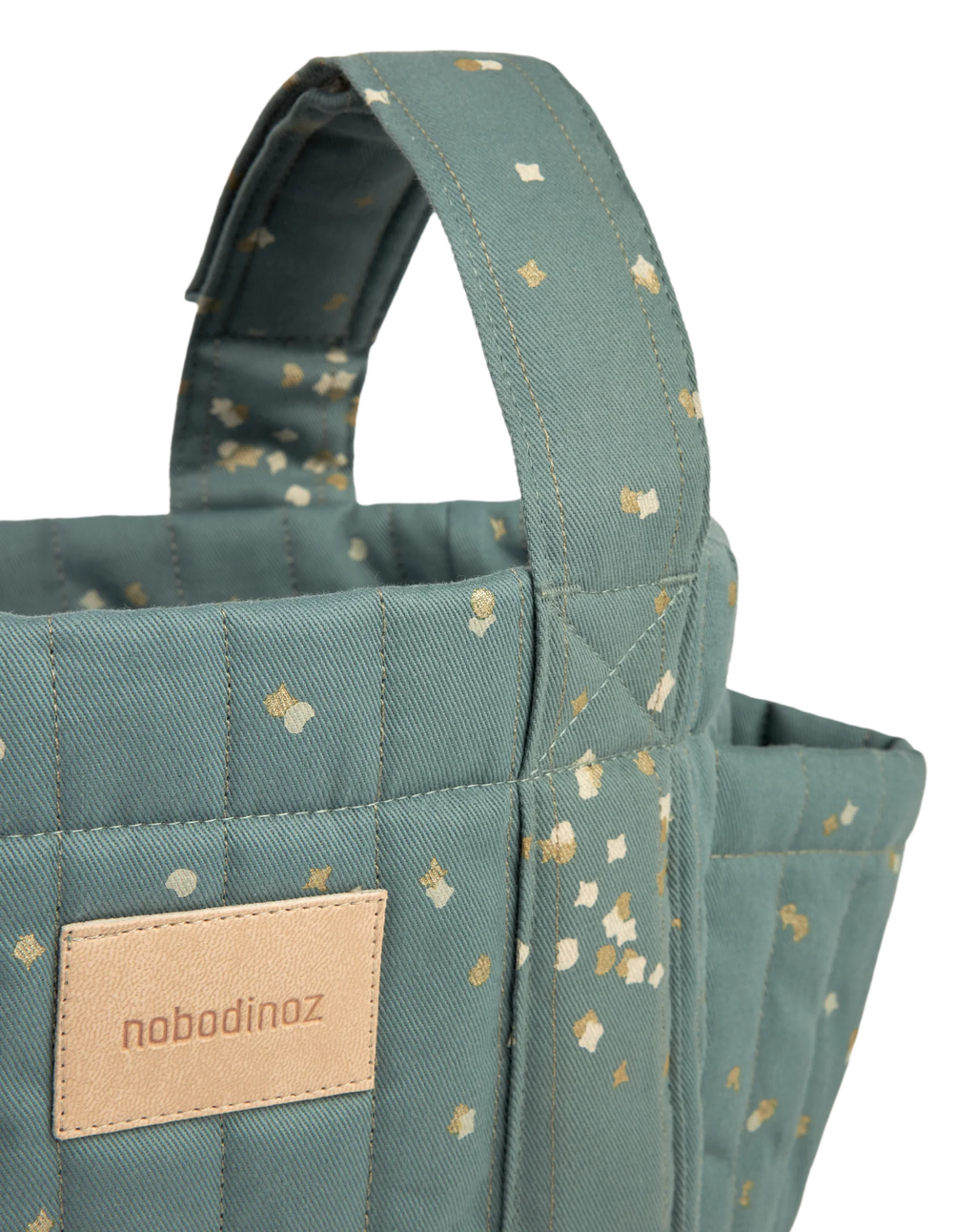 * Nobodinoz Buggy Organizer Stroller Bag | Gold Confetti / Magic Green