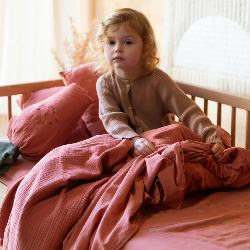 * Nobodinoz Dekentje 100x65cm Wabi-Sabi Muslin Deken | Rosewood