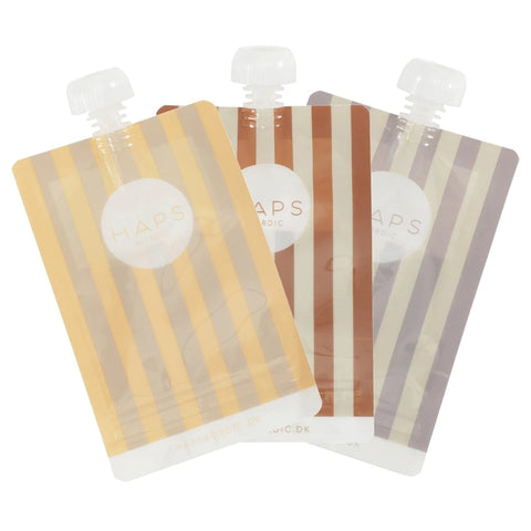 Haps Nordic herbruikbaar smoothie knijpzakje 3pack - Marine Stripe Warm
