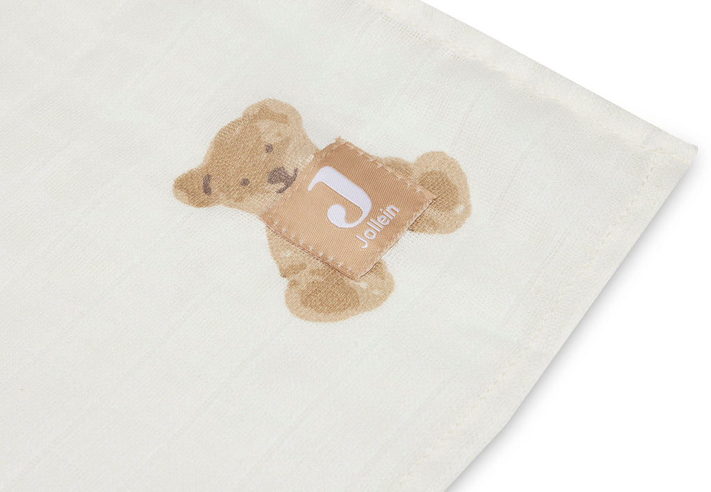 Jollein Hydrofiele Doek 115x115cm 2-Pack | Teddy Bear