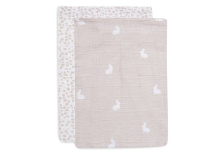 ZZZ Jollein Set 2 Hydrofiele Washandjes | Dotted & Rabbit Nougat