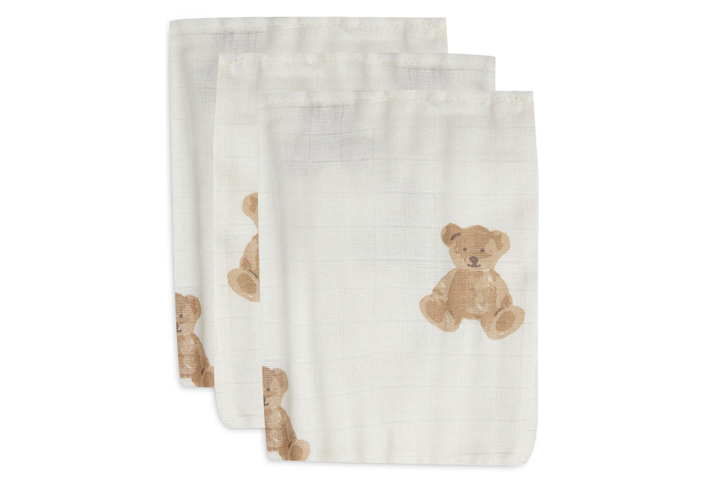 Jollein Set 3 Hydrofiele Washandjes | Teddy Bear