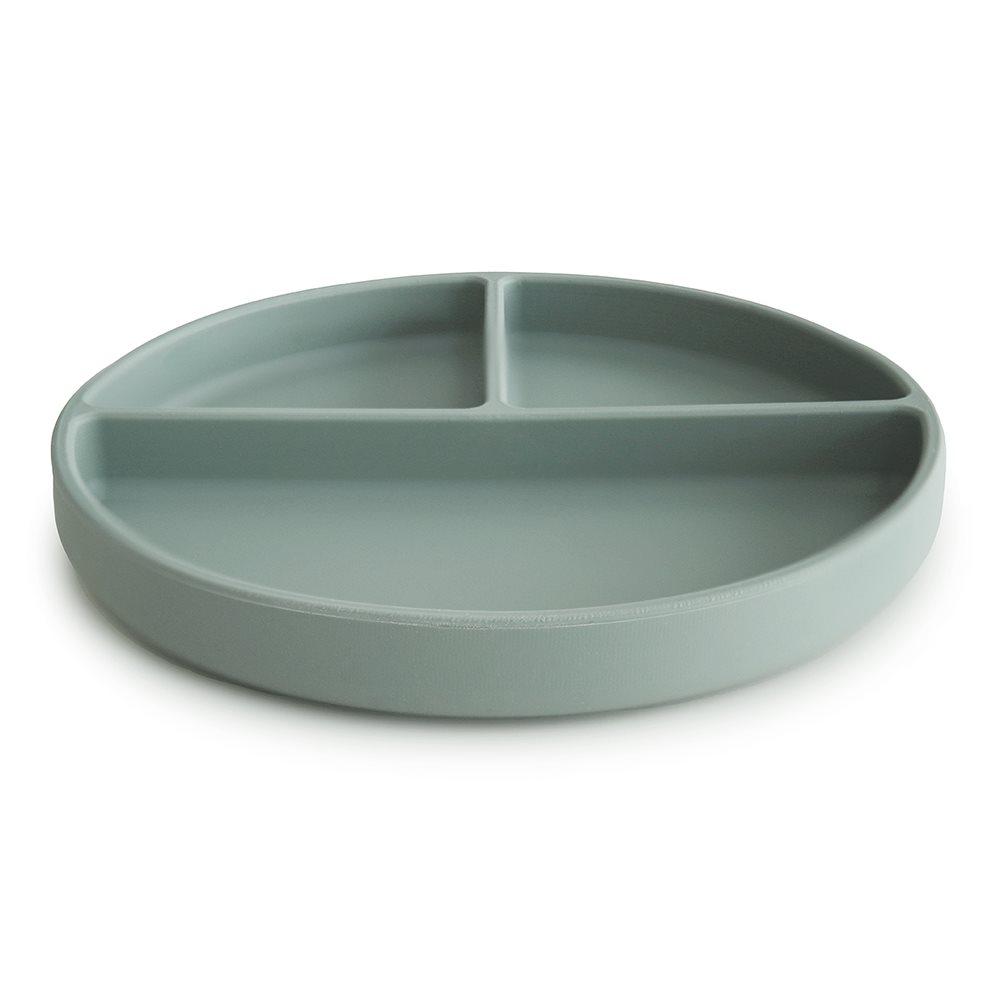 Mushie Silicone Bord Rond Met Zuignap | Cambridge Blue