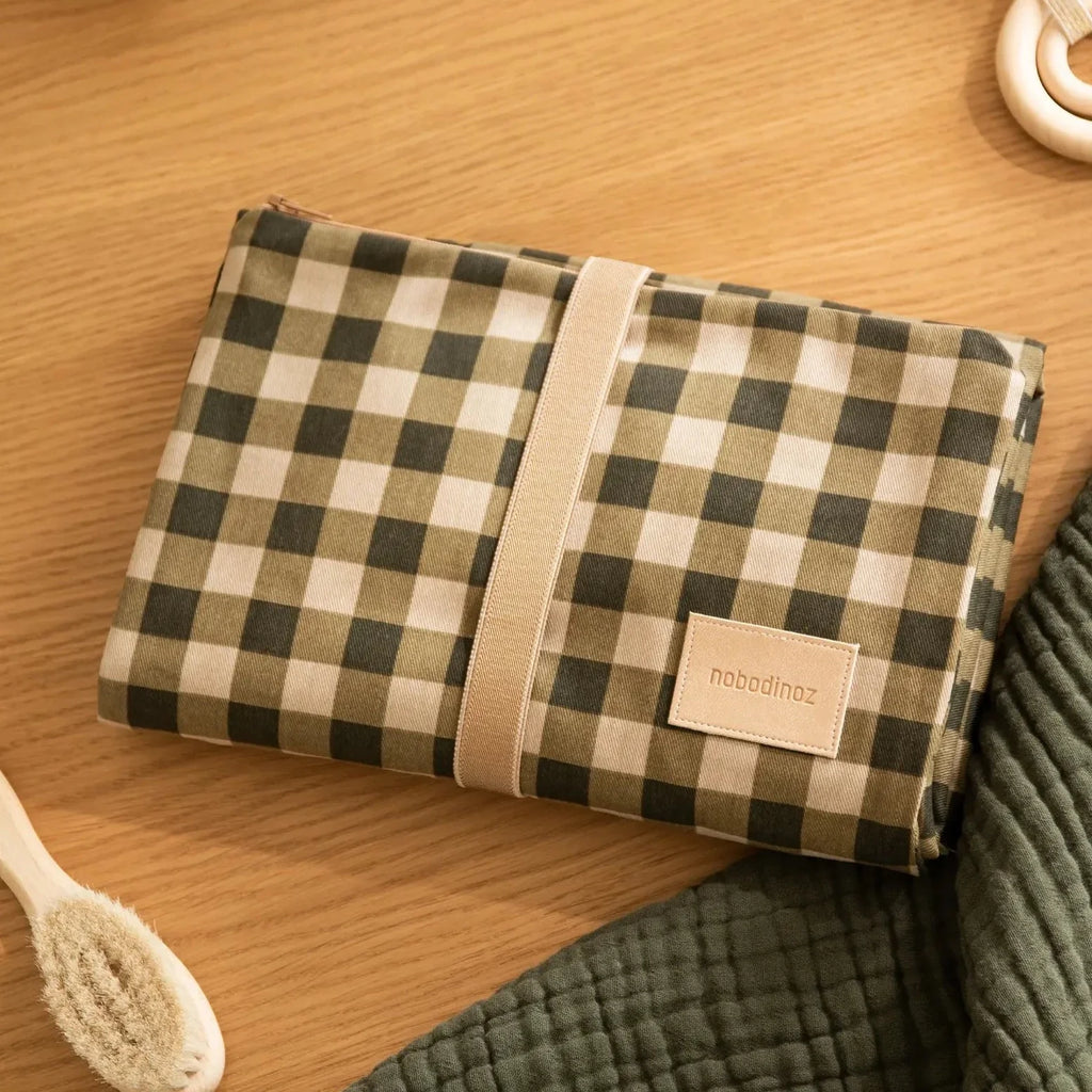 *  Nobodinoz Waterproof Changing Pad 68x50cm | Green Checks